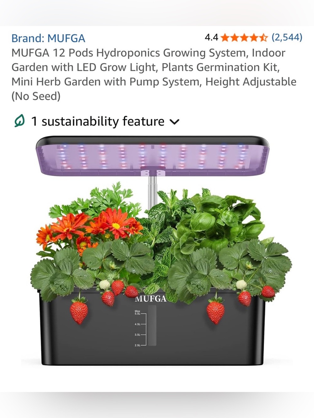 MUFGA Hydroponics Growing System, 12 pod New in box